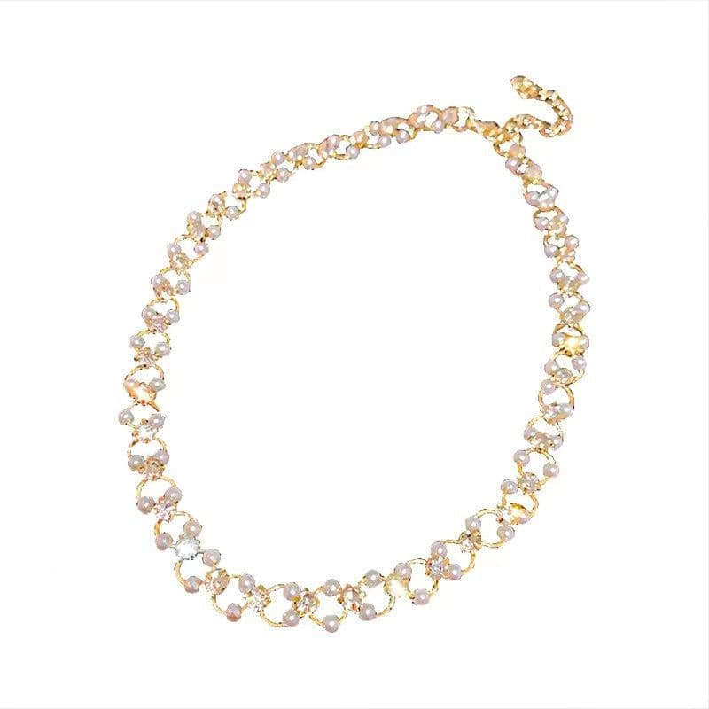 image-High-end French Pearl Zircon Necklace Red - Alloy Jewelry