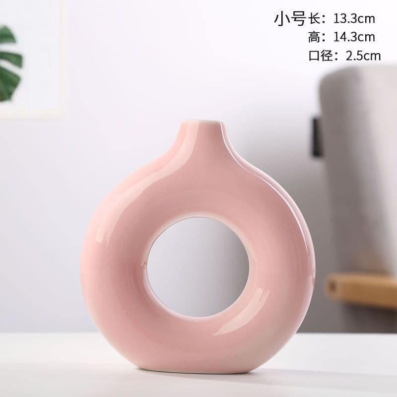 image-Nordic Ceramic Flower Arrangement Vase - Creative Round Dry Hydroponic Decor