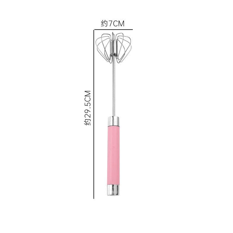 image-Stainless Steel Semi-Automatic Egg Beater - Handheld Whisk - Modern