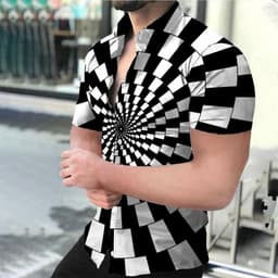 image-2022 new Amazon cross-border men's shirt 3D digital vortex short-sleeved shirt men's beach independent station shirt
