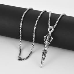 image-Baiying Vajra Pendant Necklace - Titanium Steel Retro