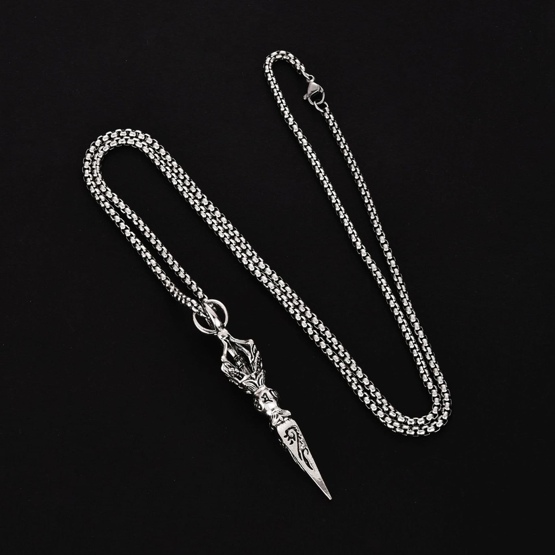 image-Baiying Vajra Pendant Necklace - Titanium Steel Retro