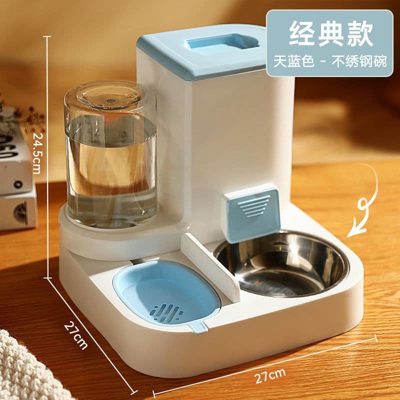 image-Large-Capacity Cat Dog Water Feeder Dispenser, Dry Wet Separation