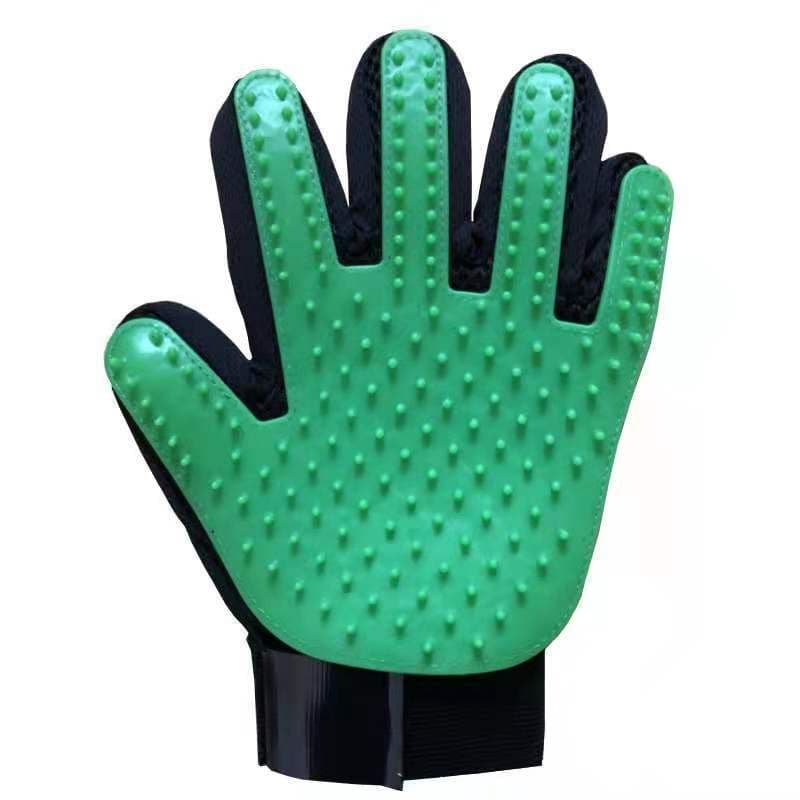 image-Easy Lion Rubber Pet Cleaning Gloves - Green Left - Cat Grooming Brush