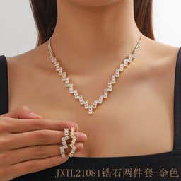 image-Crystal Zircon Bride Wedding Jewelry Set Necklace