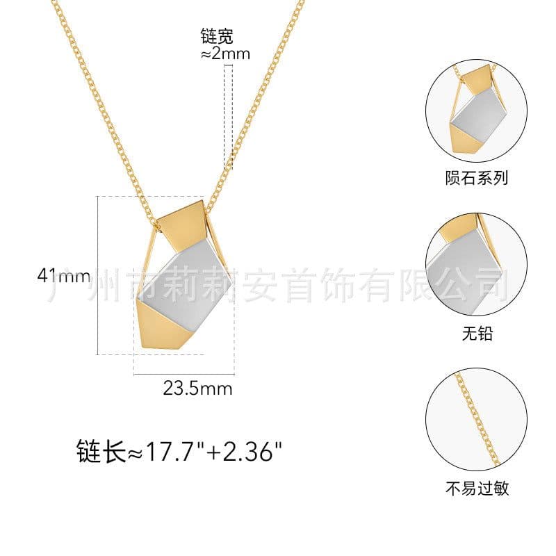 image-18K Gold Plated Meteorite Pendant - Hollow Color Block Design - Personalized Necklace P223327