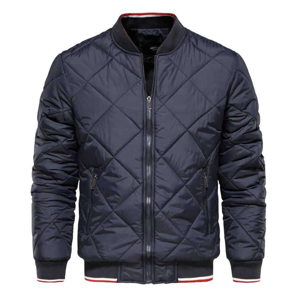 image-Mens Hooded Cotton Padded Jacket With Zip Front Solid Color Grey