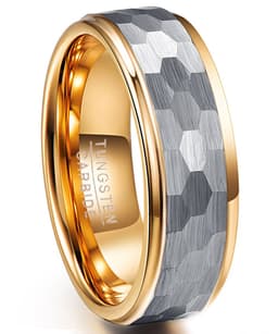 image-Tungsten Steel Ring Men's 8MM Gray Gold Hexagonal