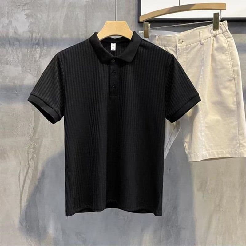 image-Trendy POLO Shirt Men's Short Sleeve 2023 Black White Gray Green