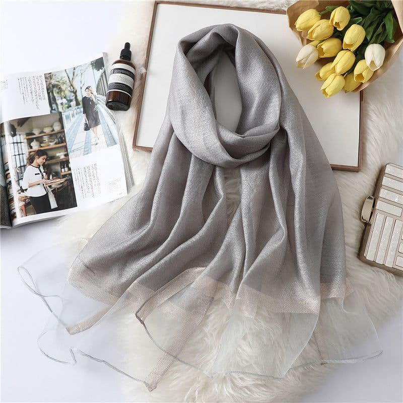 image-Polyester Long Scarf - Light Grey 90x200cm