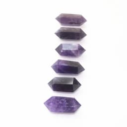 image-Natural fantasy amethyst double-pointed hexagonal prism pendant amethyst rough polished crystal crafts factory wholesale