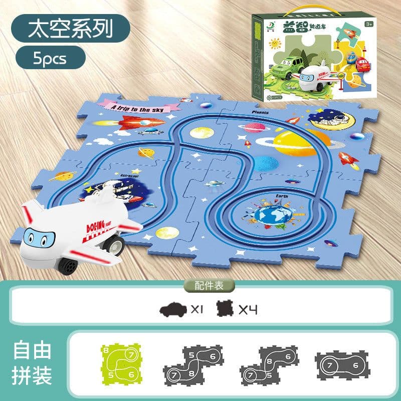 image-Children's Puzzle Track Car Electric DIY Toy