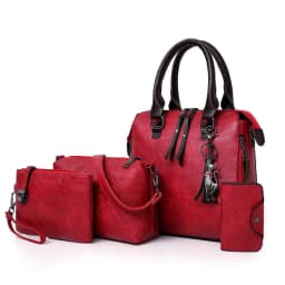 image-European and American retro cross-border wholesale women's bags 2023 new mother-in-law bag oily leather shoulder four-piece set women's handbag