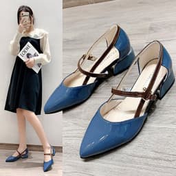 image-Sheng Yuzhe Women's 2023 Blue Patent Strappy Sandals - High-Heeled
