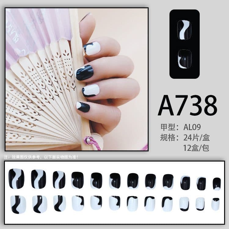 image-Fresh French flowers, cute ins wind, ice and transparent stars, long style, short style, white, high-end manicure and wearable nails