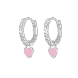 image-S925 Heart-Shaped Earrings - Platinum-White Oil Drop