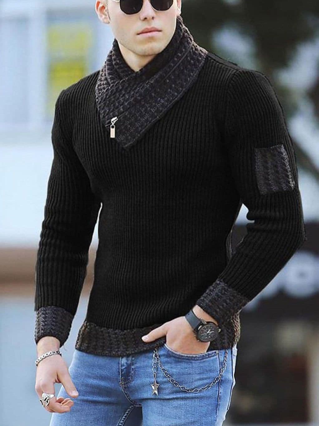image-XIANGNIAN Men's Sweater Pullover - Dark Gray XXXL