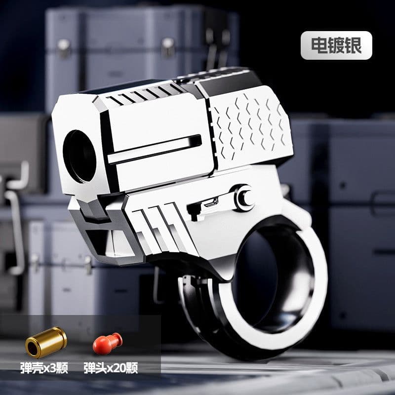 image-Mini 3D Decompression Ring Pistol Toy - Electroplated Silver-JJ001
