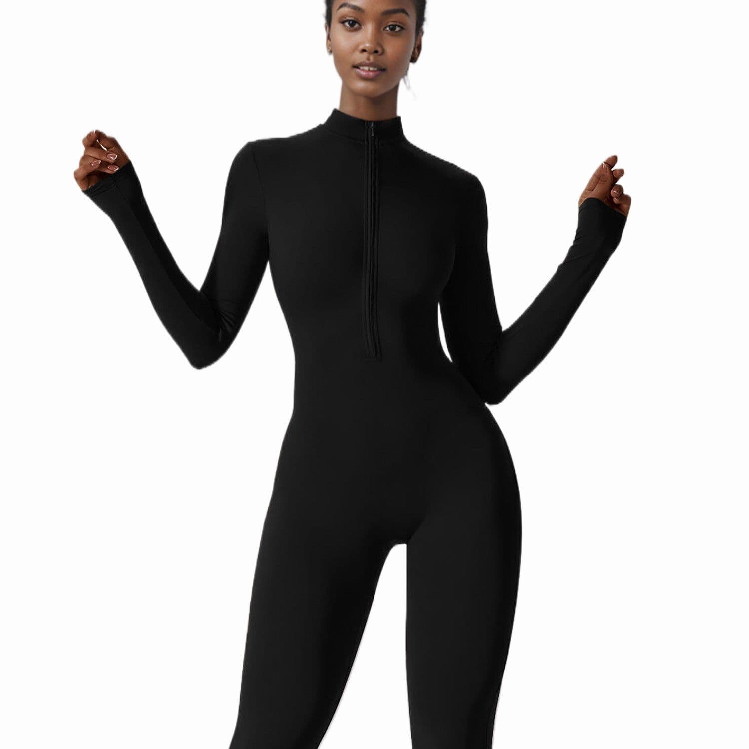 image-Women's Long-Sleeve Yoga Jumpsuit - Mist Blue XL
