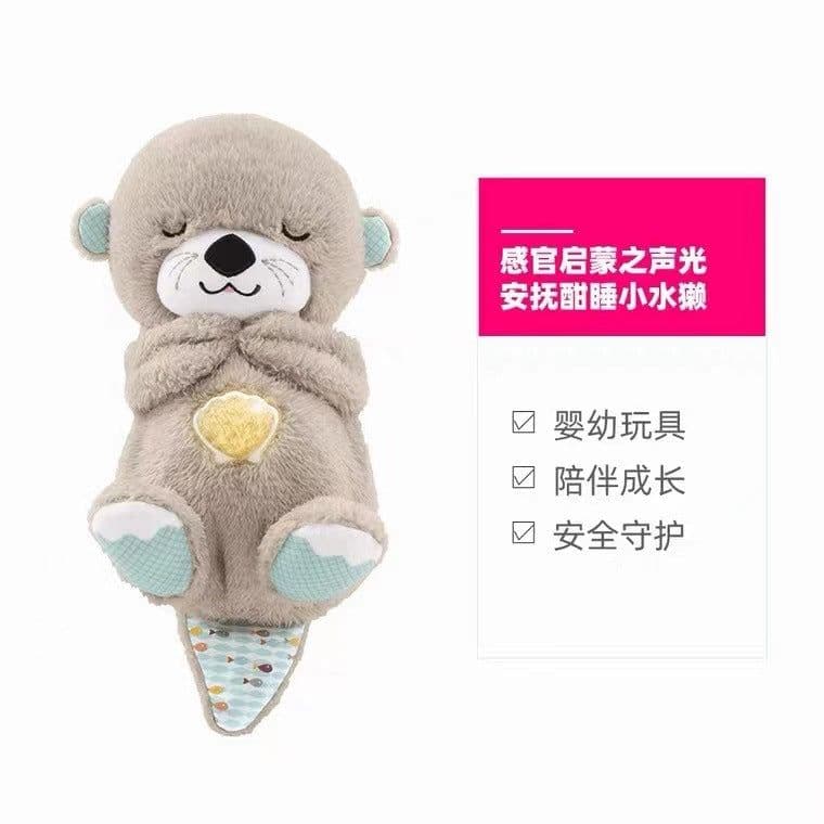 image-Cross-border new style breathing and luminous lullaby cute soothing bear sleeping soundly baby bear music doll