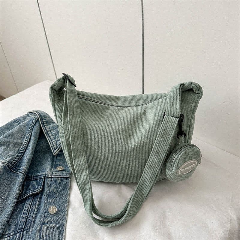 image-Women's Retro 2023 Canvas Crossbody Tote Bag - Khaki
