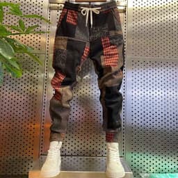 image-Men's Trendy Casual Harem Pants - Six Pockets Loose Print