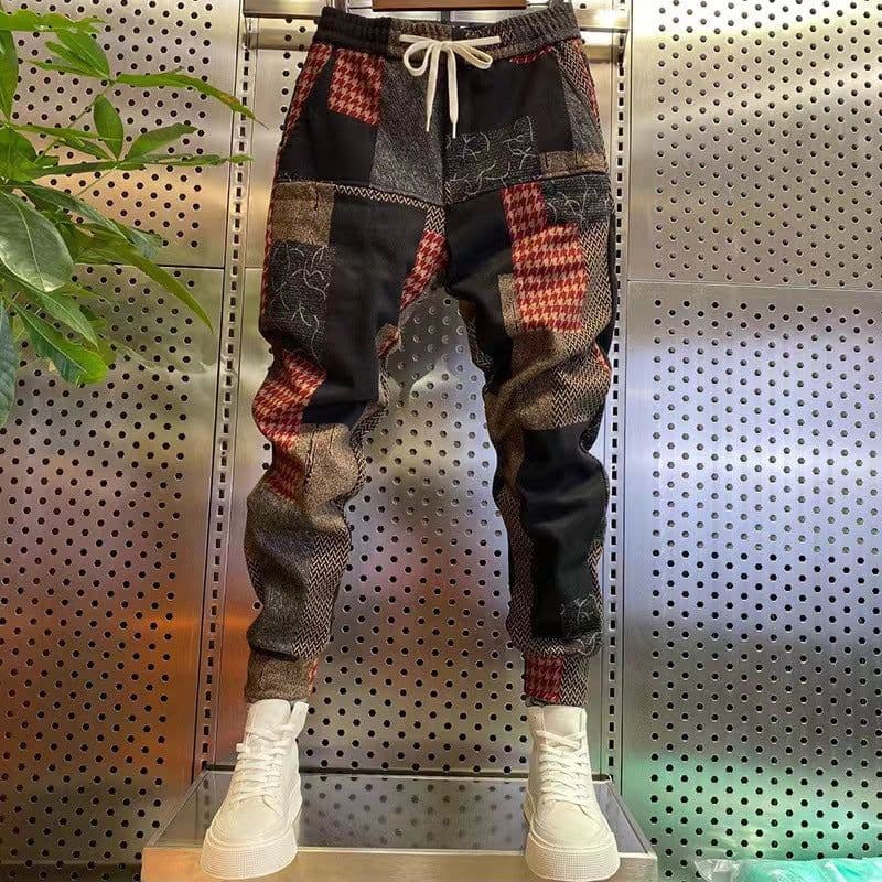 image-Men's Trendy Casual Harem Pants - Six Pockets Loose Print