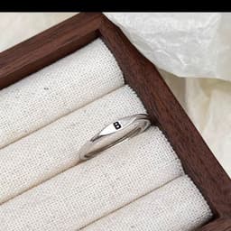 image-S925 Sterling Silver Letter Ring - Adjustable