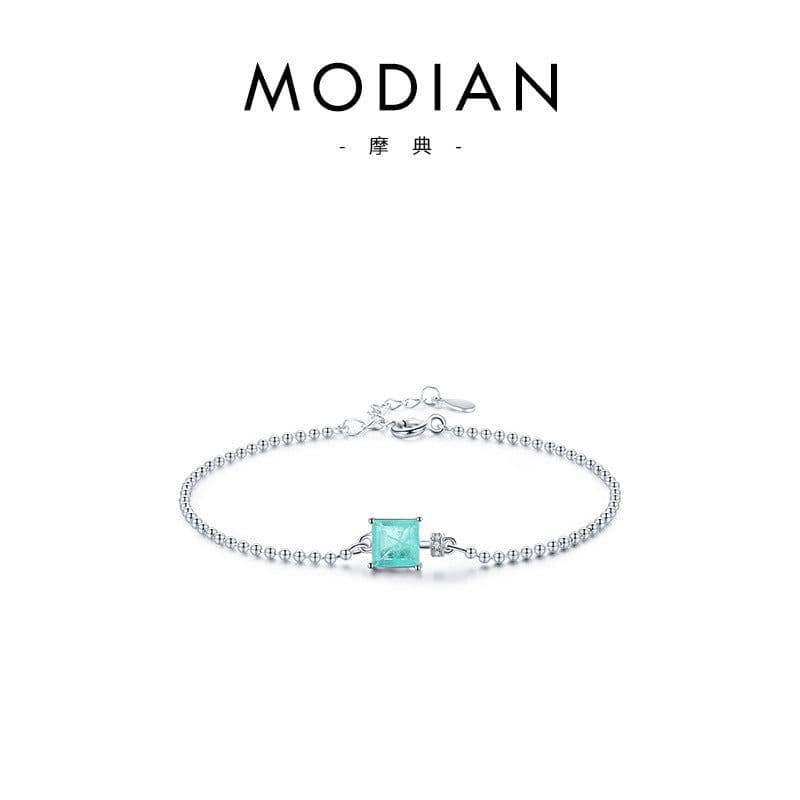 image-S925 Sterling Silver Paraiba Tourmaline Bead Bracelet