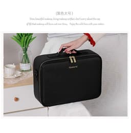 image-Cosmetic Bag with Mirror LED Light - Black