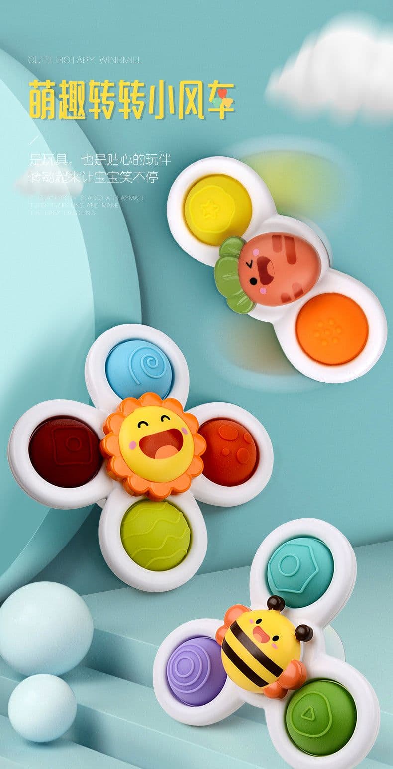 image-Children's Spinning Flower Bubble Gyro Bath Toy