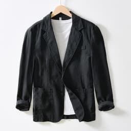 image-Men's 100% Linen Suit Jacket - White Casual