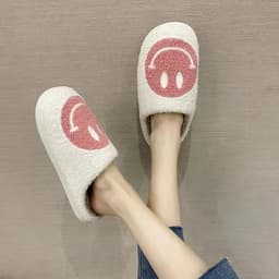 image-Women's Plush Slippers - Lightning Blue Smiley