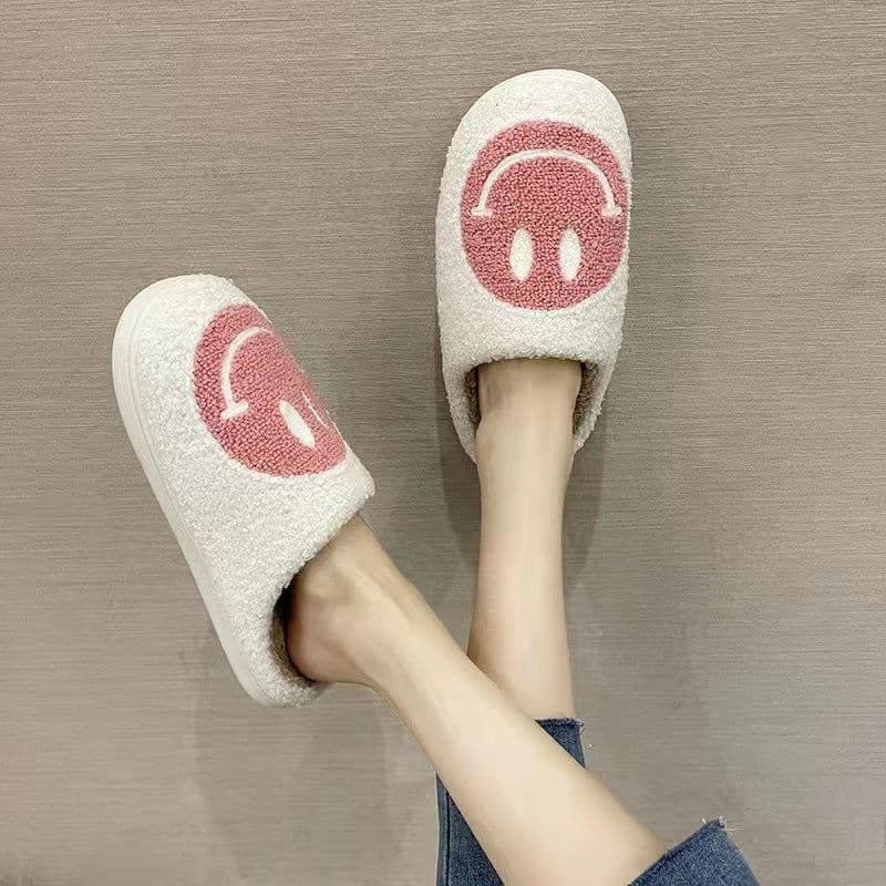 image-Women's Plush Slippers - Lightning Blue Smiley