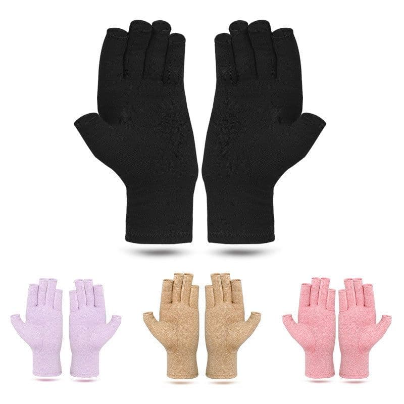 image-Cotton Polyester Half-Finger Cycling Gloves Grey L