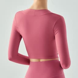 image-Yoga Long-Sleeved Fitness Top - Pleated Slim Running Top