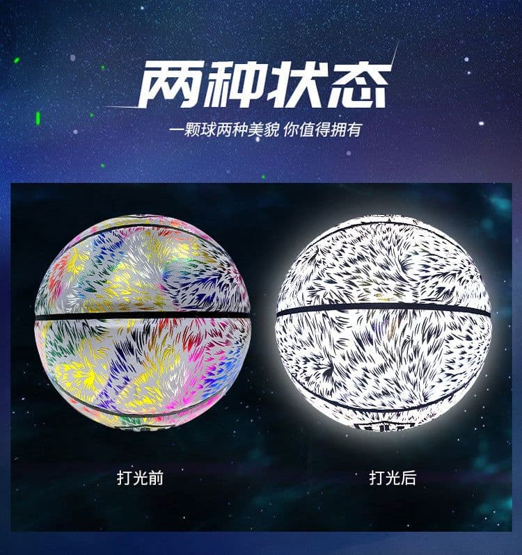 image-Reflective Basketball Shoes - Outdoor/Indoor Wear-Resistant PU Cool Glow Vibrato Adults