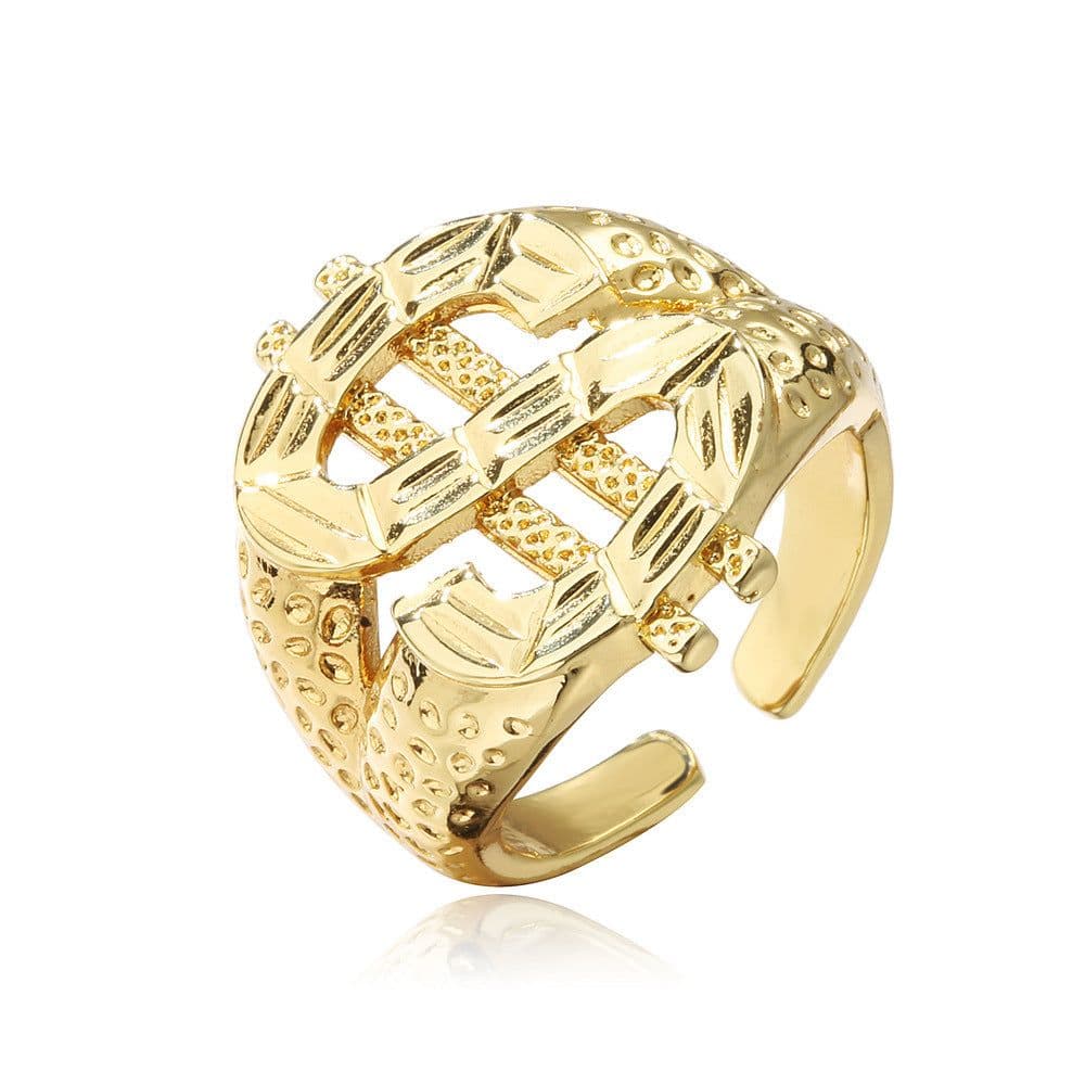 image-Men's Dollar Symbol Ring Gold Alloy - Fall 2022 Trend