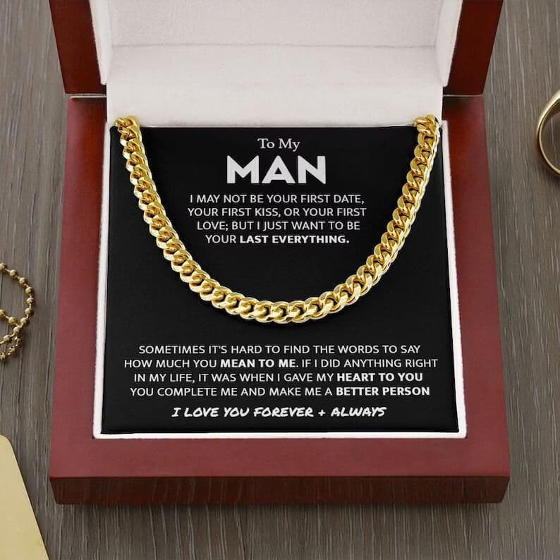 image-Cuban Chain Men's Titanium Necklace Bracelet - 14K Gold, 41-50cm