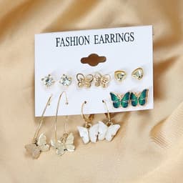 image-European and American cross-border earrings retro alloy butterfly snake earrings creative simple acrylic earrings set