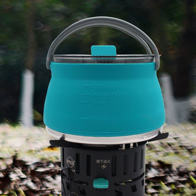 image-Camping Portable Silicone Folding Kettle - 1L Black