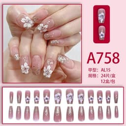 image-Fresh French flowers, cute ins wind, ice and transparent stars, long style, short style, white, high-end manicure and wearable nails