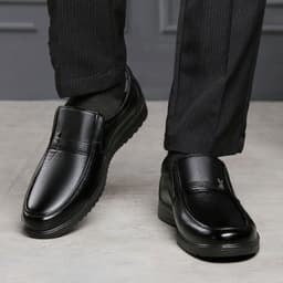 image-Men's Casual Leather Shoes - Brown Size 44
