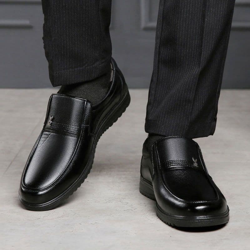 image-Men's Casual Leather Shoes - Brown Size 44