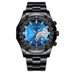 image-Men's Watch - Large Dial Steel Band Calendar