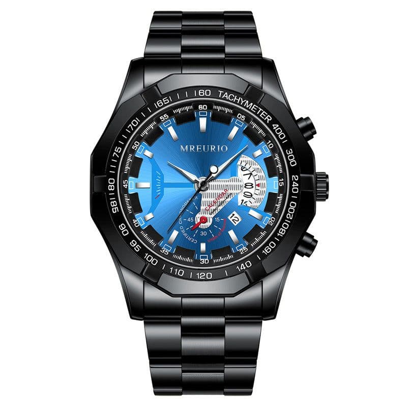 image-Men's Watch - Large Dial Steel Band Calendar