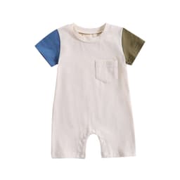 image-Baby Romper Summer Short Sleeve Army Green Blue 100cm