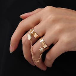 image-Moonstone Geometric Rings 2-Piece Set - Simple Fashion Jewelry for Women