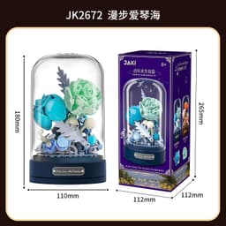 image-Jiaqi Music Box Building Blocks Rose 200-400pcs Toy Ornaments JK2675
