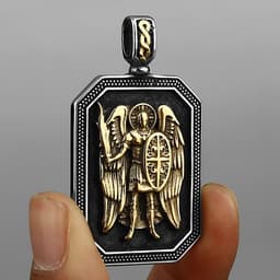 image-Gold Angel Sword Titanium Steel Pendant Necklace
